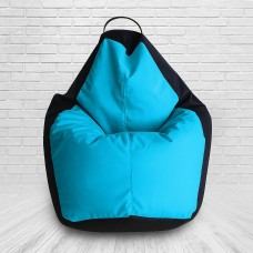 Крісло-мішок Колір Чорний + Аквамарин (Black + 208)